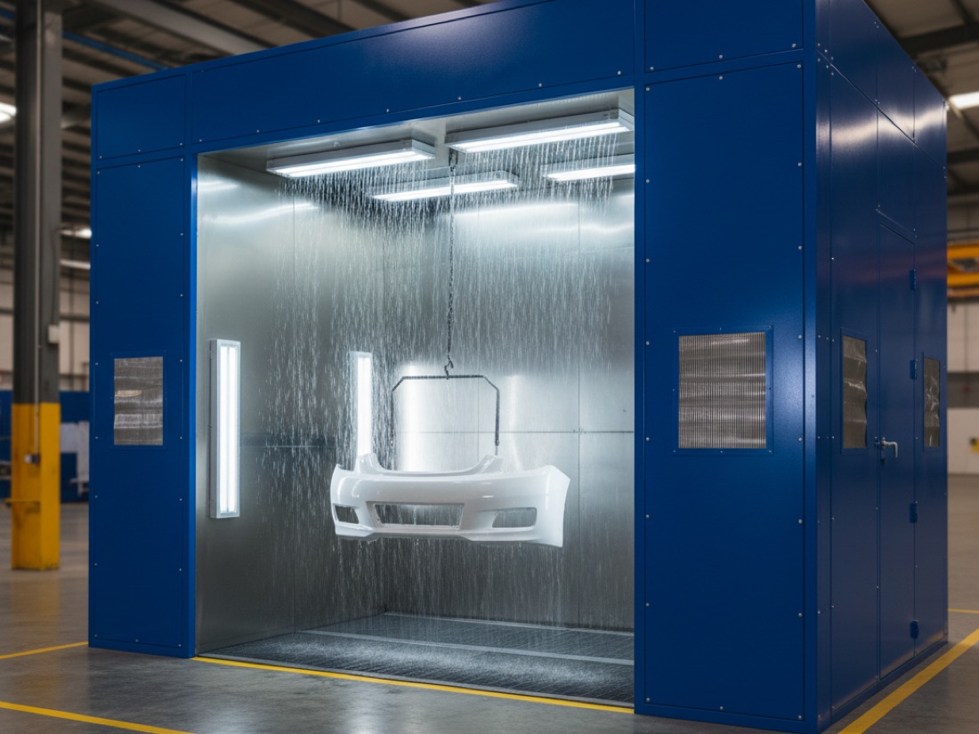 Cabina GTM de pintura líquida con cortina de agua y filtro seco ANDREAE en planta Iztapalapa
