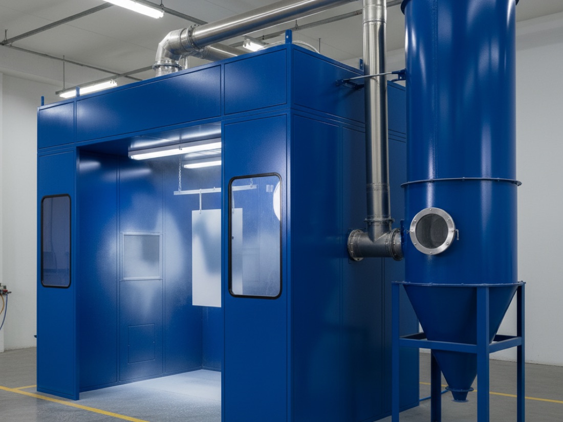 Cabina GTM de pintura en polvo electrostática con sistema de recuperación por ciclón