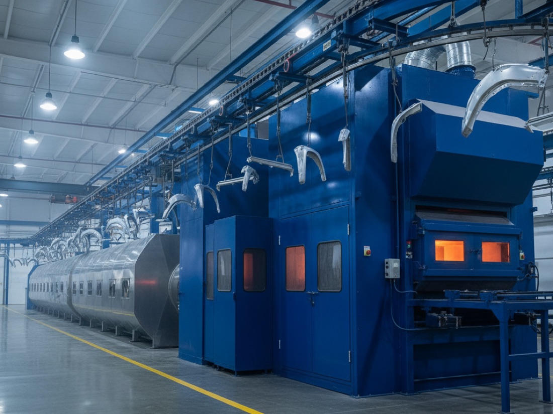 Línea completa de pintura GTM llave en mano con conveyor aéreo bicapa